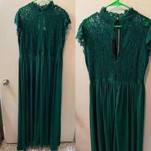 Emerald floor length bridesmaid dress